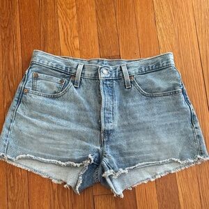 Levi's Light Blue Distressed Denim Cutoff Shorts
